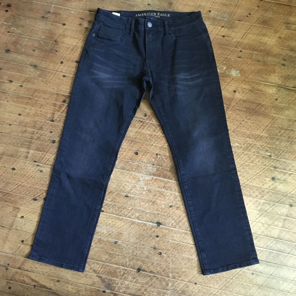 American Eagle Outfitters Men's Straight Jeans - Dark Blue